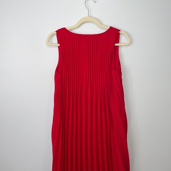 J. Jill Wearever Collection Red Pleated Sleeveless Dress Petite Size Small - Picture 5 of 6
